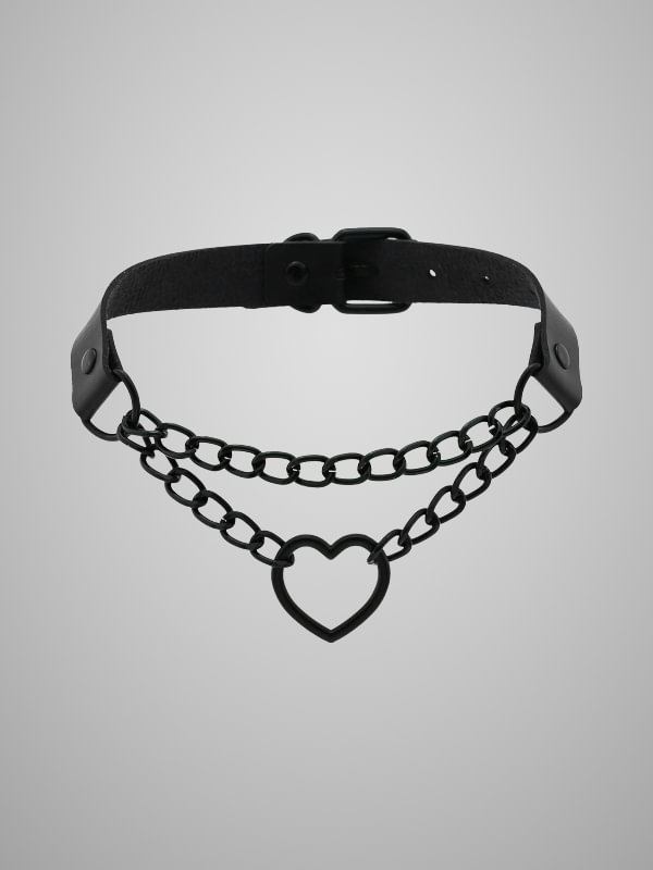 Heart Layered Chain Adjustable Choker