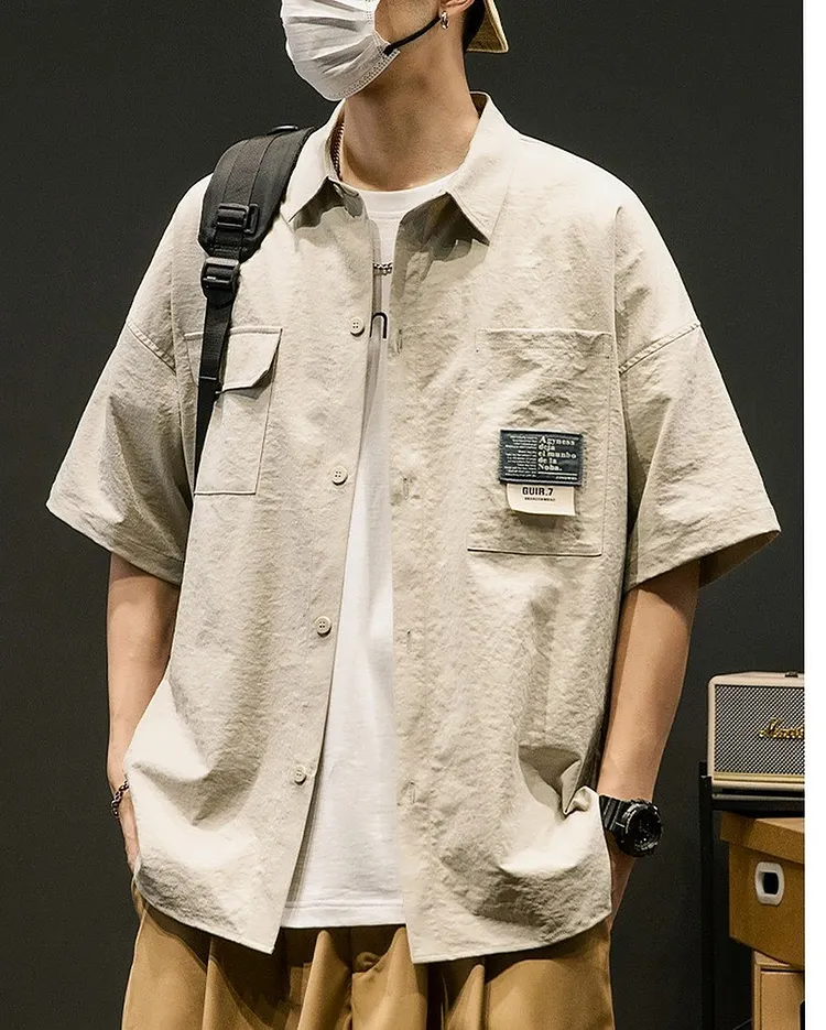 Oversized Fit Men's Shirt with Functional Pockets Perfect for Casual