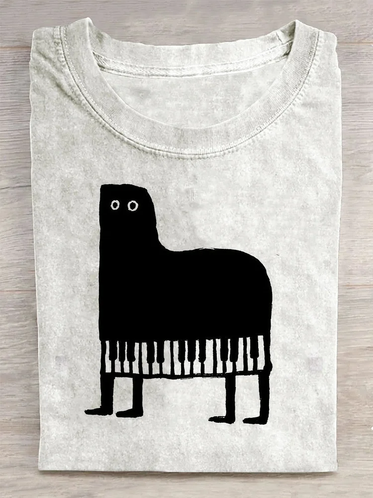 Unisex Fun Funny Piano Abstract Print Design T-Shirt