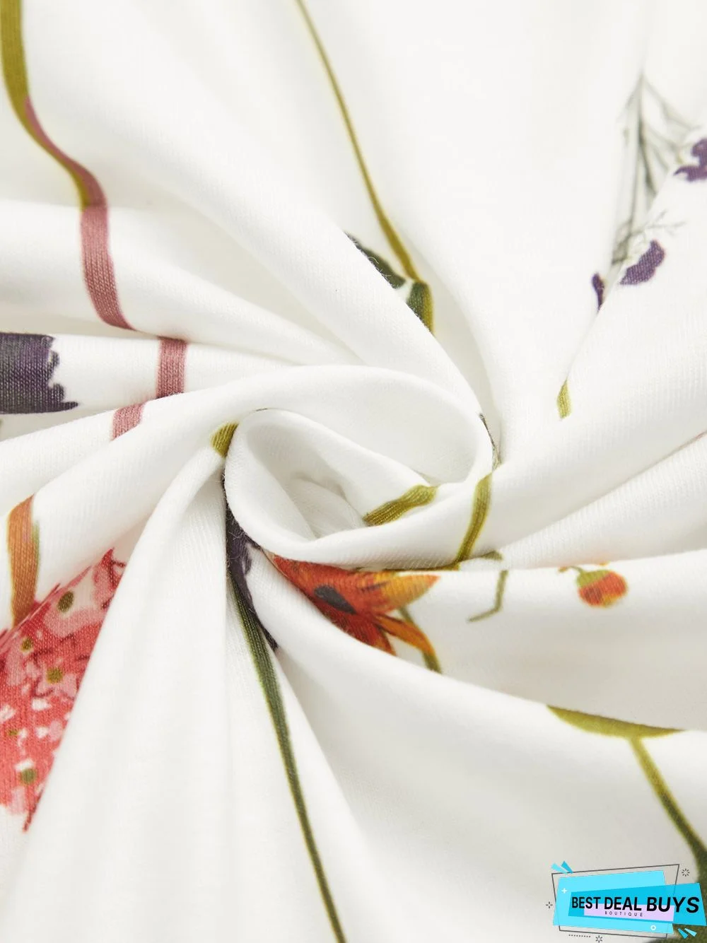 Cotton-Blend Floral Boho Loose Midi Dress