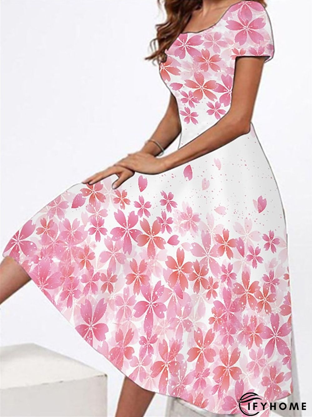 Women's Casual Dress T Shirt Dress Tee Dress Sheath Dress Graphic Floral Print Crew Neck Midi Dress Vintage Elegant Daily Holiday Short Sleeve Regular Fit Pink Red Blue Winter Fall S M L XL XXL | IFYHOME