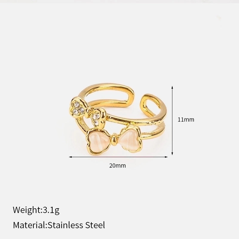 Vintage Style Minimalist Bow Knot 304 Stainless Steel 18K Gold Plated Stainless Steel Rings