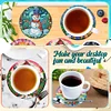 6Pcs/set Diamond Painting Wooden Christmas Coaster Cup Cushion With Holder
