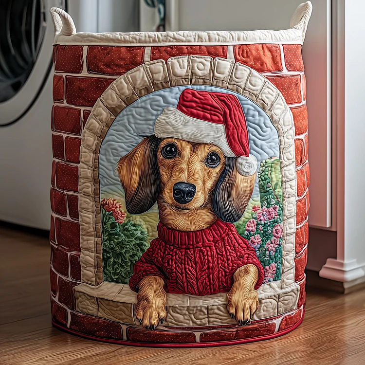 Christmas Wiener Quilted Laundry Basket GFTOYC885