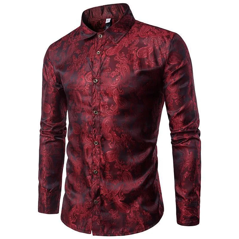 Personalized Print Long Sleeve Slim Dress Shirts