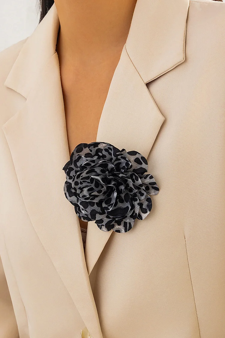 Semi Formal Chic Leopard Print Rose Flower Pin Brooch 2024 - Xpluswear