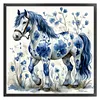 Blue Porcelain Horse - 11CT Stamped Cross Stitch 40*40cm tapestrymarket