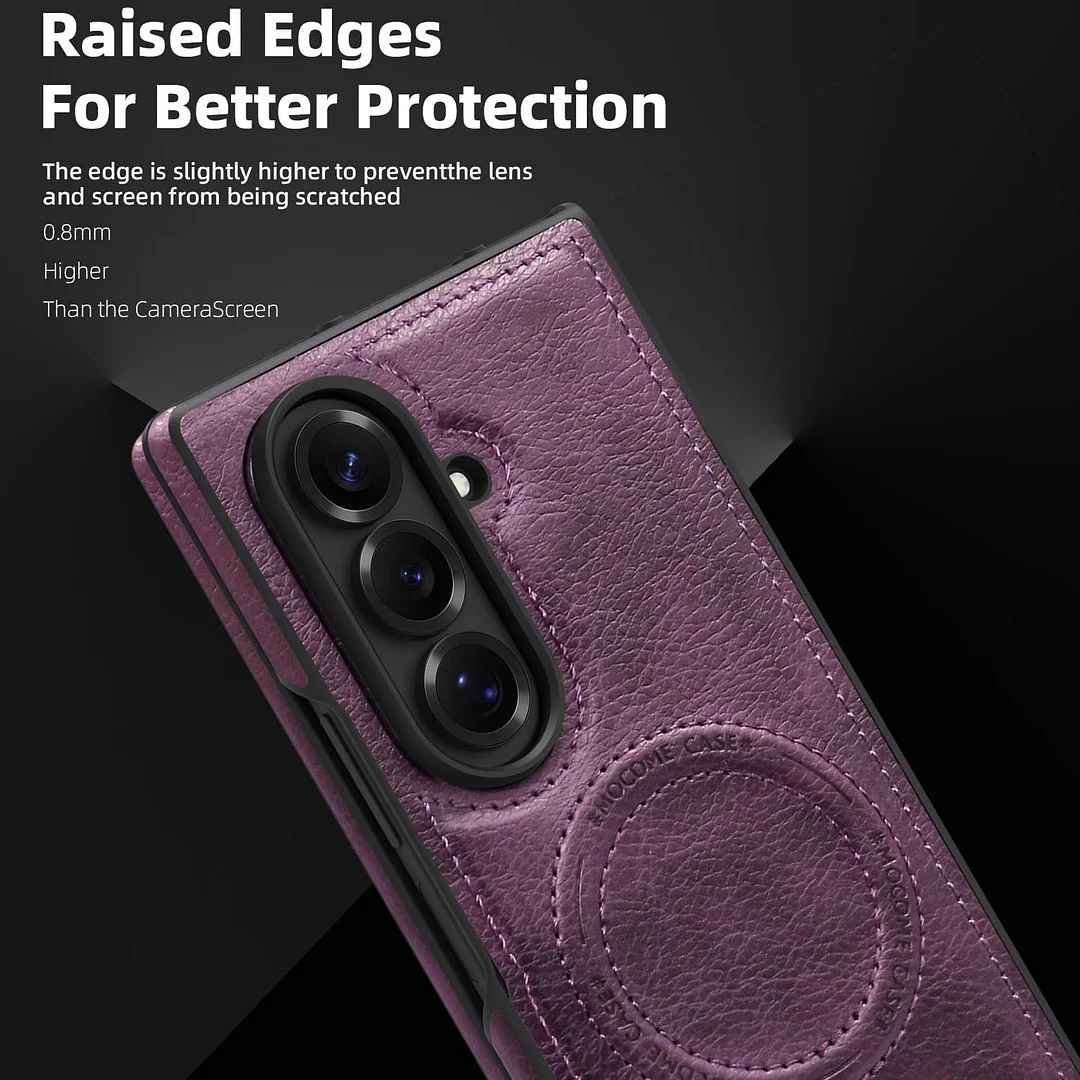 Samsung Galaxy Z Fold 6 Leather Case Magnetic Protective Case Holder Phone Case