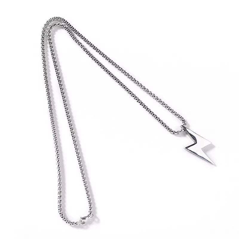 Minimalist Streetwear Lightning Titanium Steel Polishing Unisex Pendant Necklace Men Pendant Necklaces