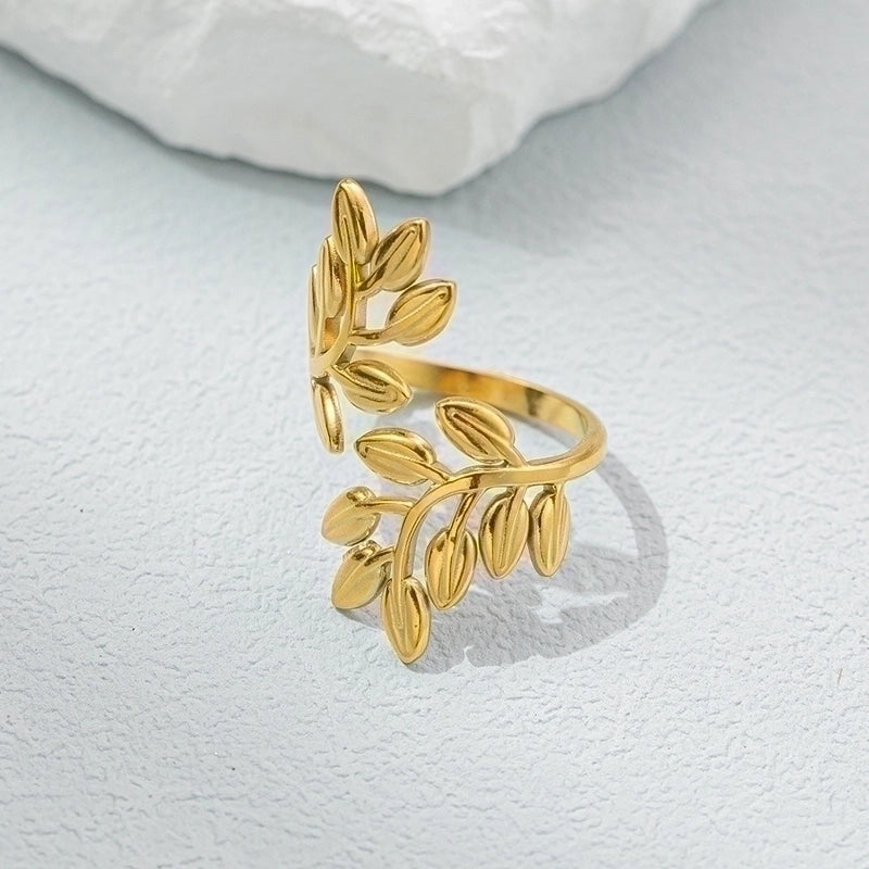 Vintage Style Leaf Stainless Steel Rings