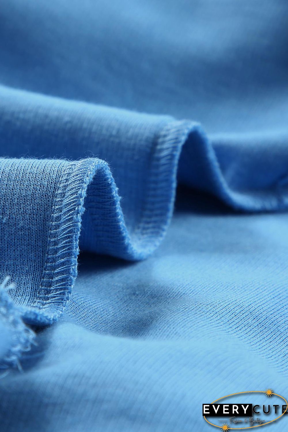 Sky Blue Casual Button Solid Patchwork Trim Hoodie