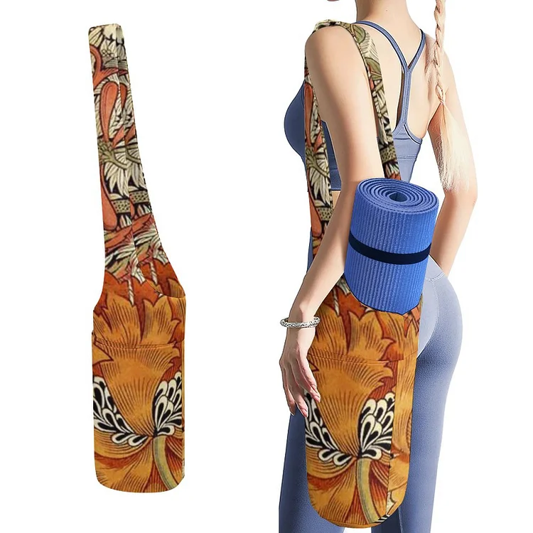 William Morris Honeysuckle Active Yoga Mat Tote Multi Pocket Holds More Yoga Accessories Canvas Storage Bag - Heather Prints Shirts