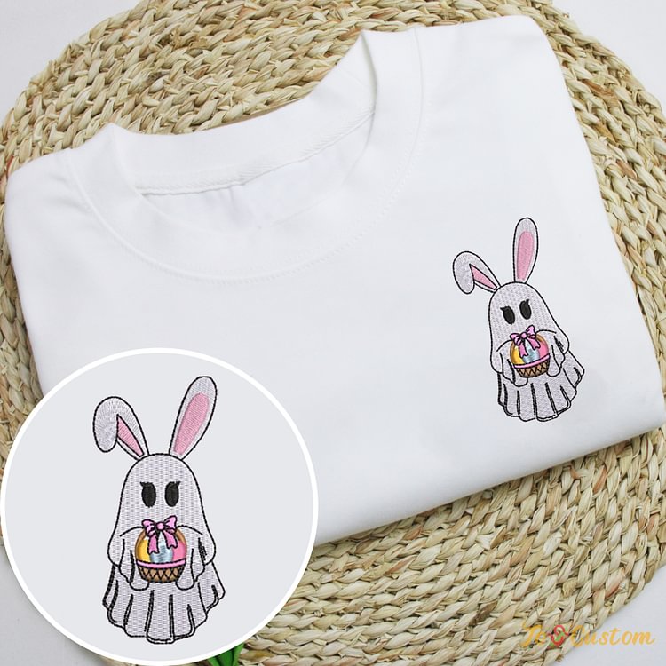TOSCUSTOM™ Bunny Ghost Embroidered Easter Eggs Halloween Gift Hoodie