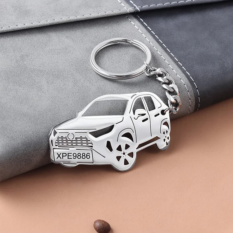 Personalised Toyota RAV4 Car with Custom Name Number Plate Keychain