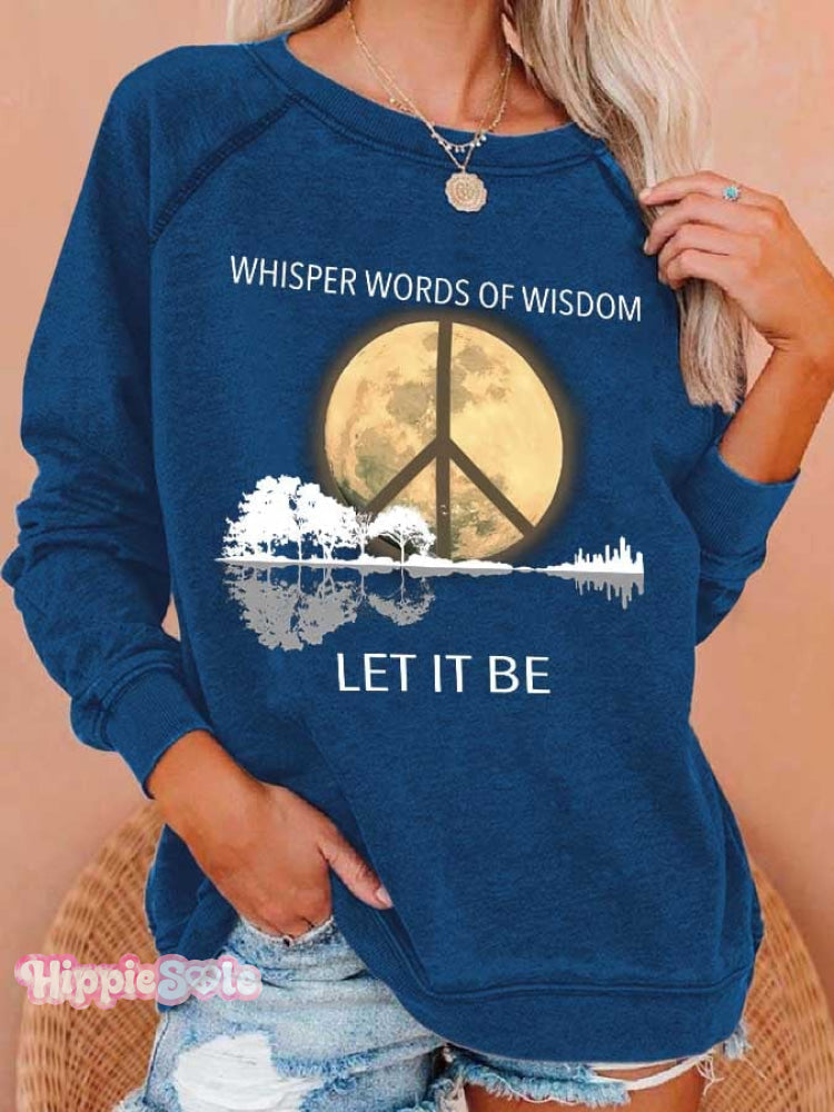 Hippie Guitar Lake Whisper Words Of Wisdom Let It Be Print Sweatshirt Blue / S