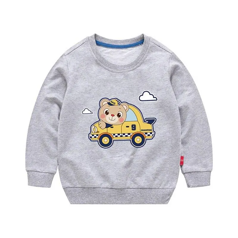 Girls Cute Bear Pattern Active Jacket Tops For Baby Boys Children Clothing Spring Autumn New Casual Sweaters Solid Pullovers
