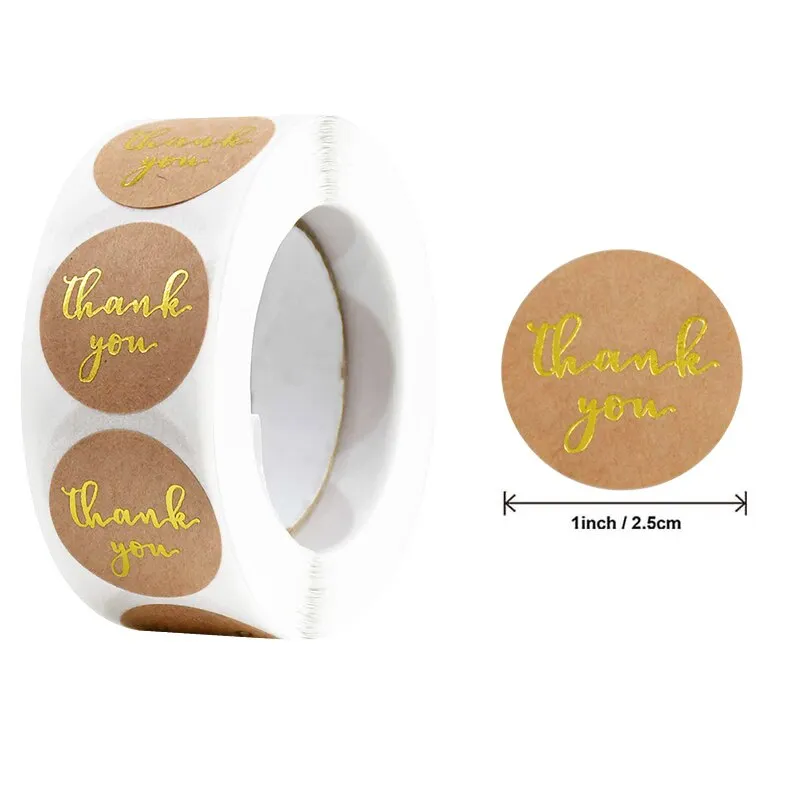 500pcs 1inch Thank You Stickers Round Seal Label Stationery Stickers Wedding Birthday Party Decoration Handmade Christmas Gifts