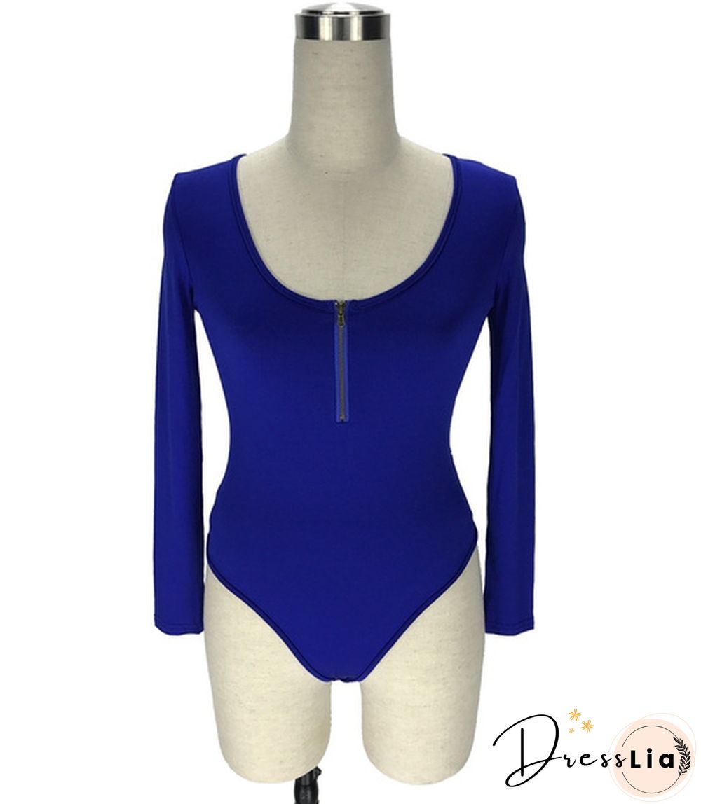 Womens New Fashion Crew Neck Skinny Bodysuit Jumpsuit Stretch Leotard Top Shirt