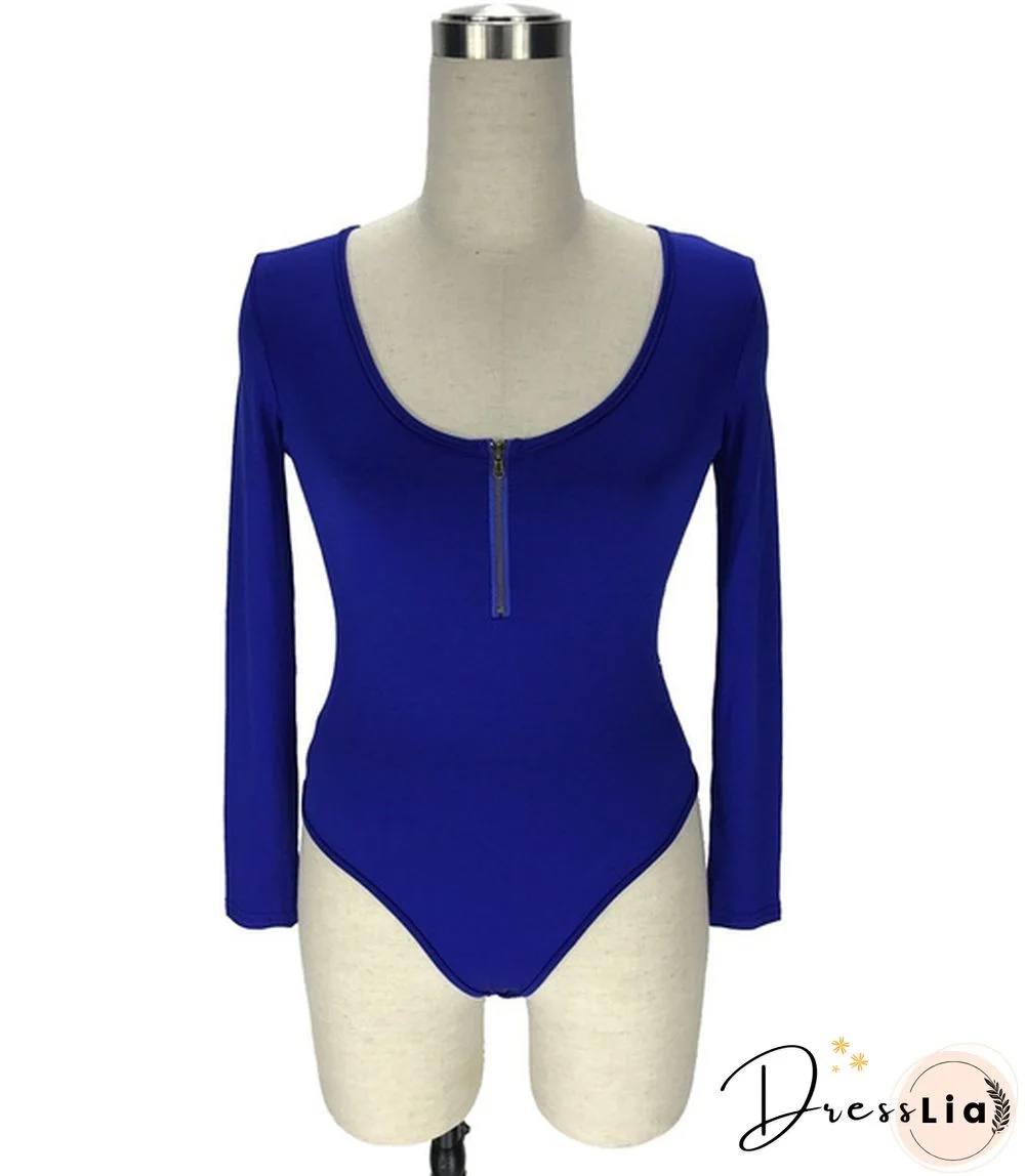 Womens New Fashion Crew Neck Skinny Bodysuit Jumpsuit Stretch Leotard Top Shirt