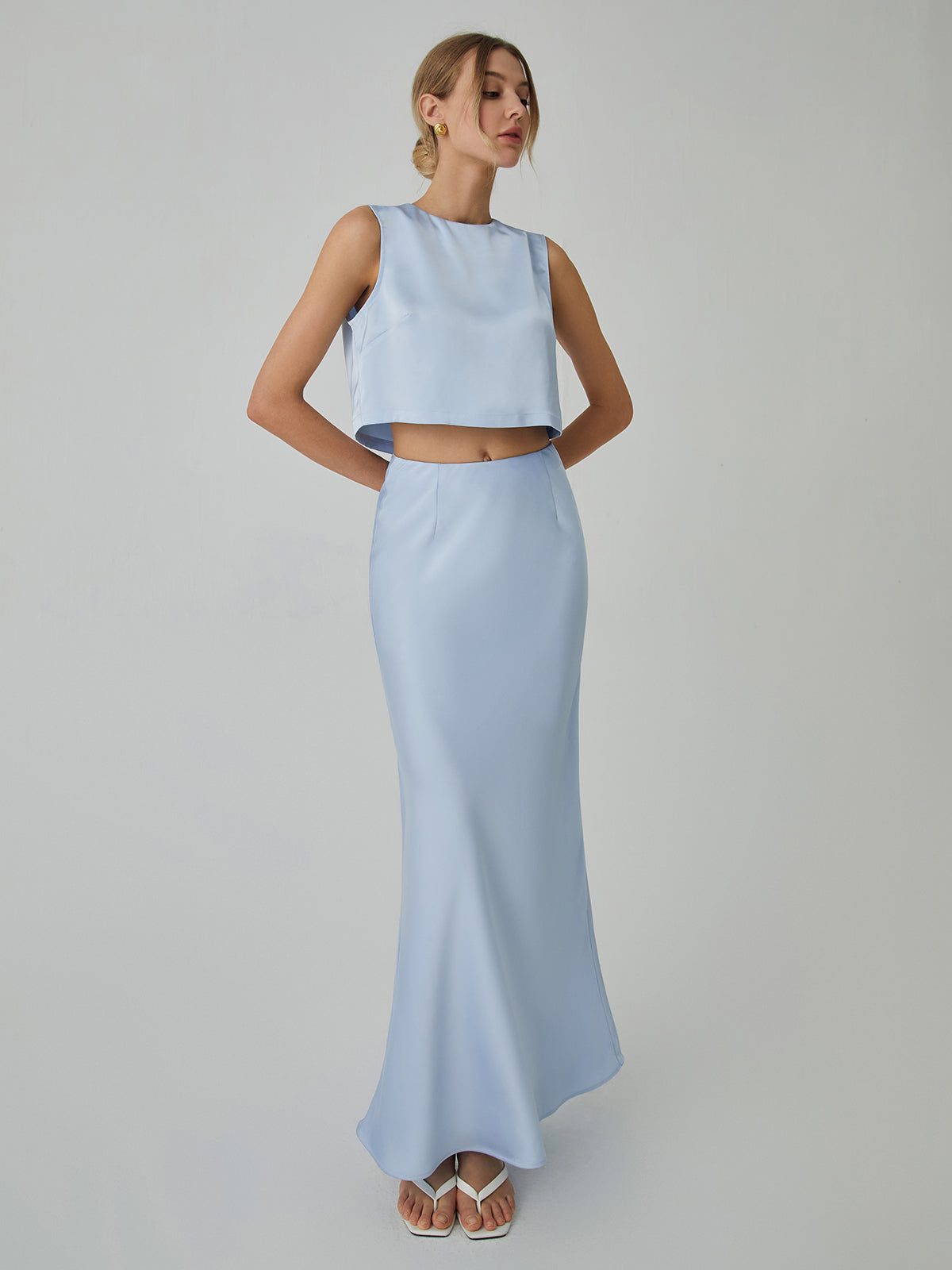 Llyge Minimalism Stain Split Cropped Top llyge