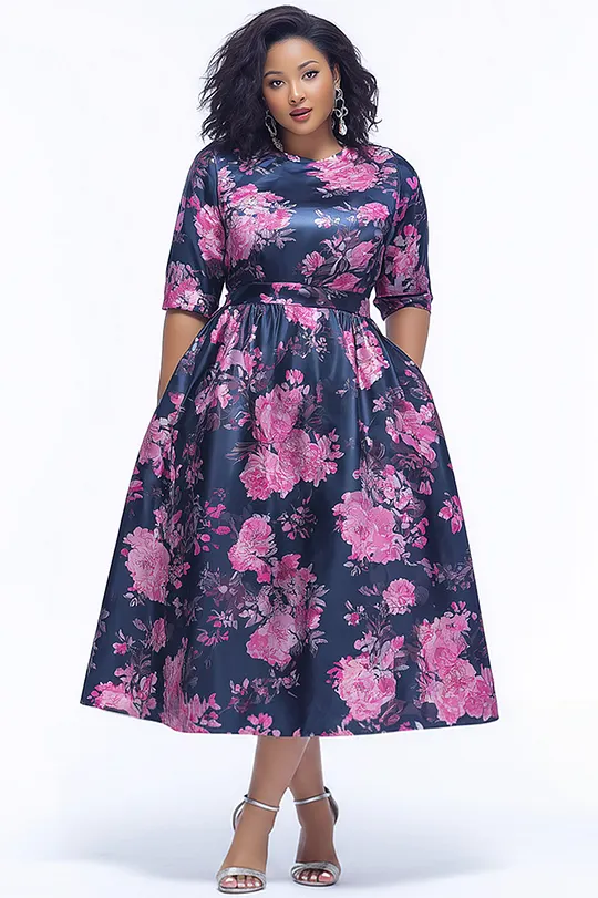Plus Size Midi Dresses - Flycurvy