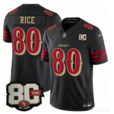 Youth San Francisco 49ers #80 Jerry Rice Black 80 Anniversary Rivalries Collection Vapor F.U.S.E. Limited Jersey