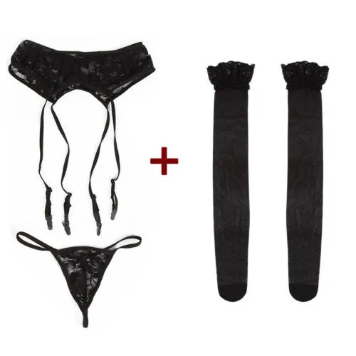 Sexy Lace Fishnet Thighs High Stockings Women Kawaii Lingerie Temptation Suspender Garter Belt Underwear