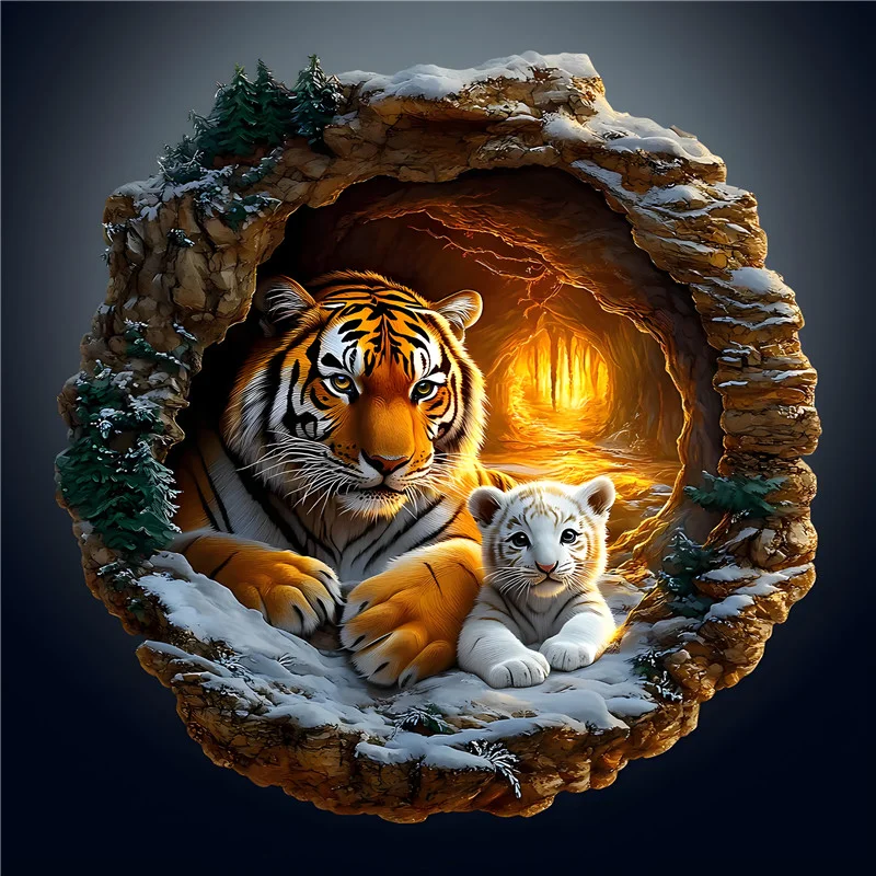 Diamond Painting - Full Round Drill - Cave Tiger(Canvas|30*30cm)