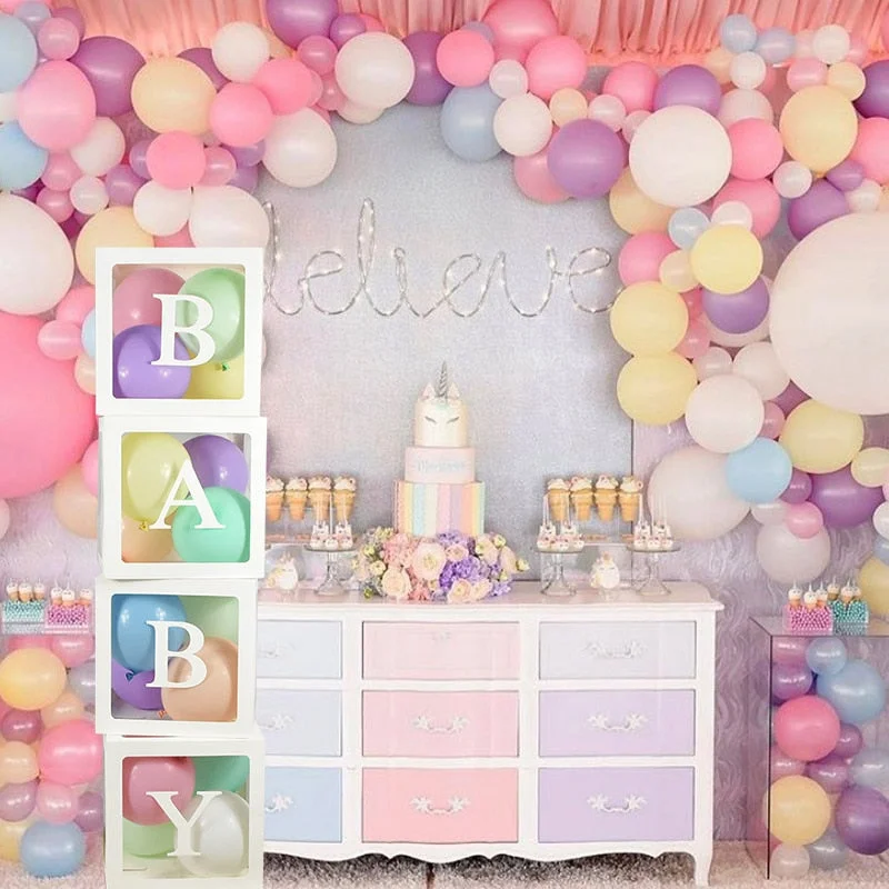 Baby Transparent Box Storage Balloon Baby Shower Decorations Kids Baby Shower Boy Girl Gifts Wedding Decor Storage Box