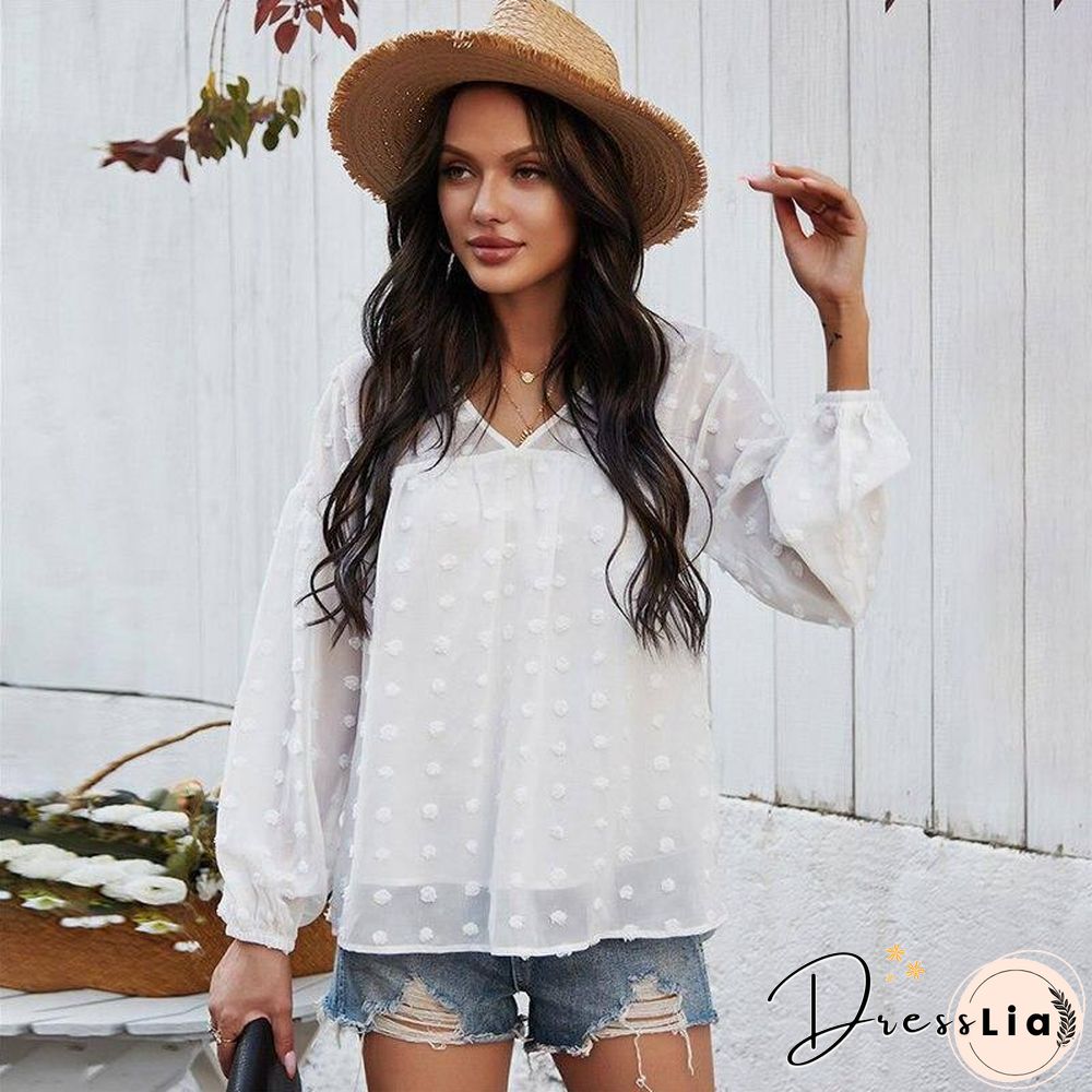 Spring New chiffon blouse women fashion neck full sleeve summer shirt tops for casual