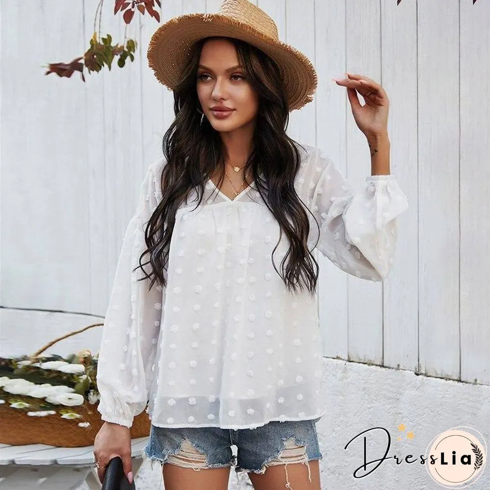 Spring New chiffon blouse women fashion neck full sleeve summer shirt tops for casual