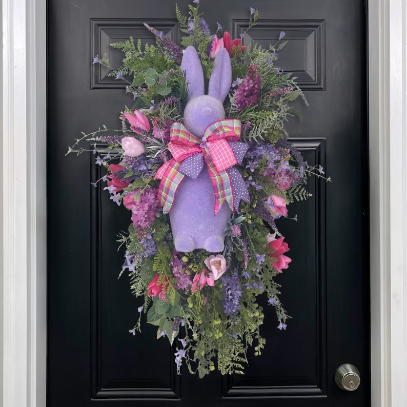 Purple Easter Bunny Sawg Wreath