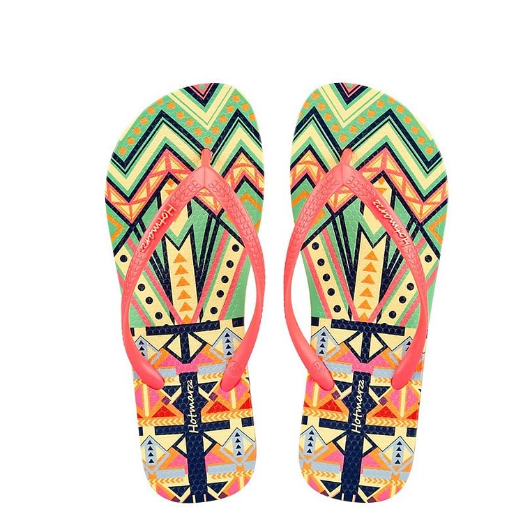 Geometric Printed Flip Flops Sandals