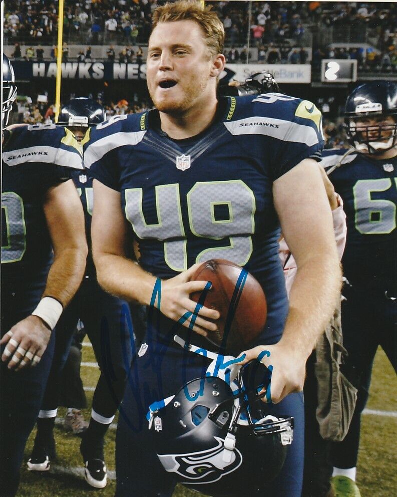 CLINT GRESHAM SIGNED SEATTLE SEAHAWKS FOOTBALL 8x10 Photo Poster painting #4 NFL AUTOGRAPH