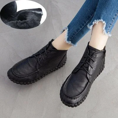 GKTINOO 2022 Vintage Style Genuine Leather Women Boots Flat Booties Soft Cowhide Women's Shoes Ankle Boots zapatos mujer