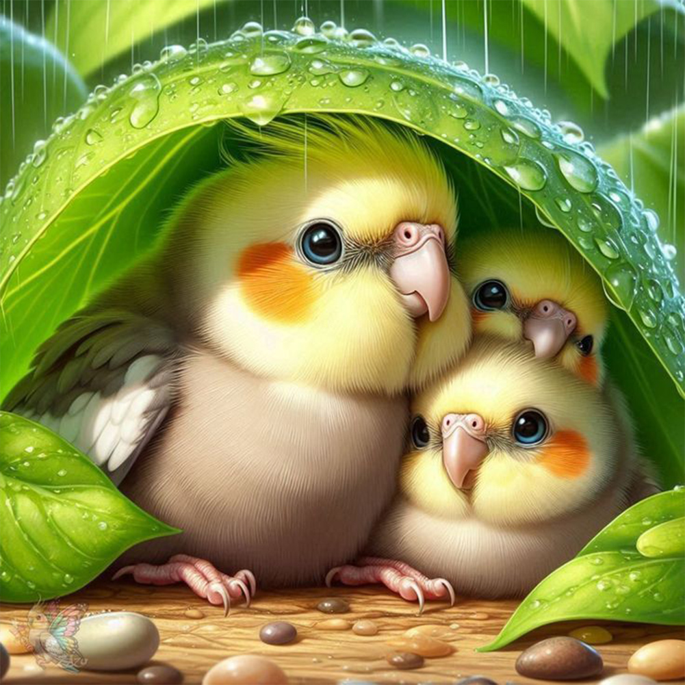 Parrot Under The Leaf 30*30cm(canvas) full round drill diamond painting