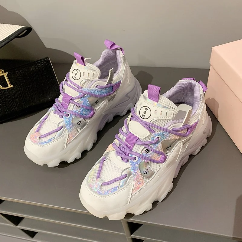 2021 New Sneakers Women Casual Platform Shoes Fashion Jelly Thick Bottom Ladies Trainers Chaussure Femme Chunky Sneakers Woman