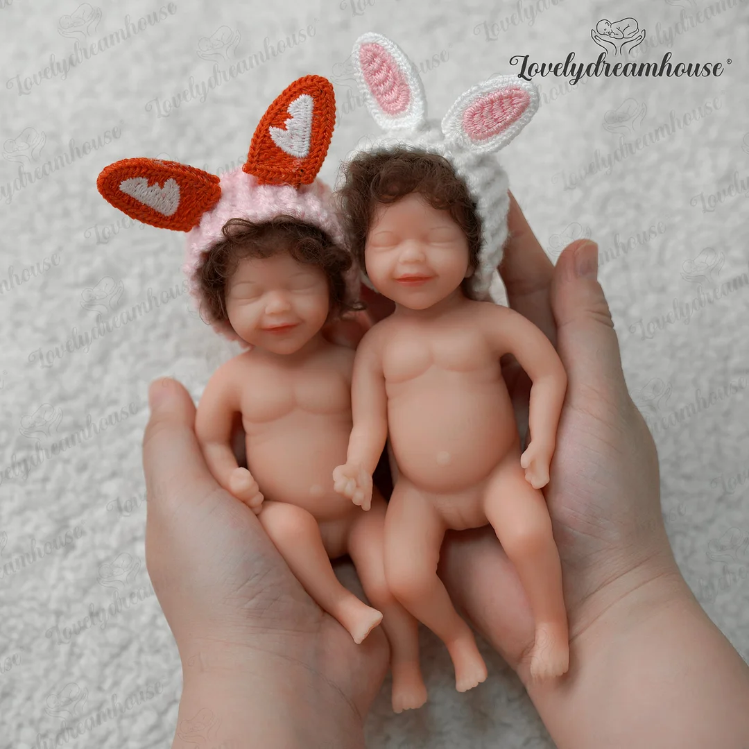 Michelle and Octavia 6'' Miniature Twins Reborn Dolls Soft Full Silicone Body Baby Girl -Creativegiftss® - [product_tag] RSAJ-Creativegiftss®