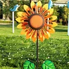 Outdoor Garden Metal Craft Sunflower Insert Windmill Garden Decoration