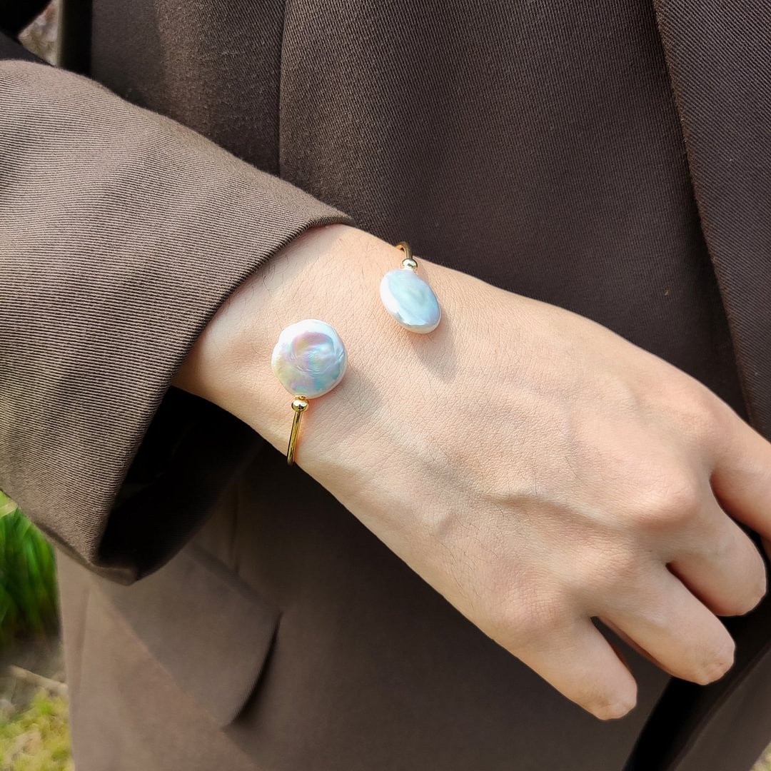 Baroque Pearl Thickened 14k Gold Clad Bracelet