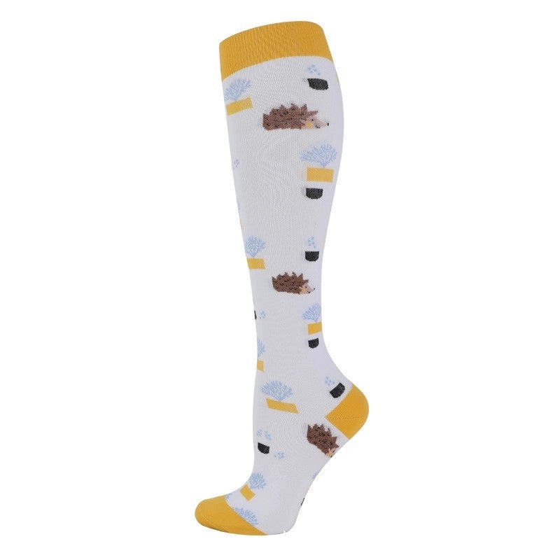 Compression Socks Calf Socks Printed Elastic Socks Sports Cycling Running Yoga Socks Men’s Long Tube Compression Socks Women