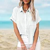 Gioiacombo&trade; Camicia a maniche corte in lino da donna casual tinta unita nuova estate