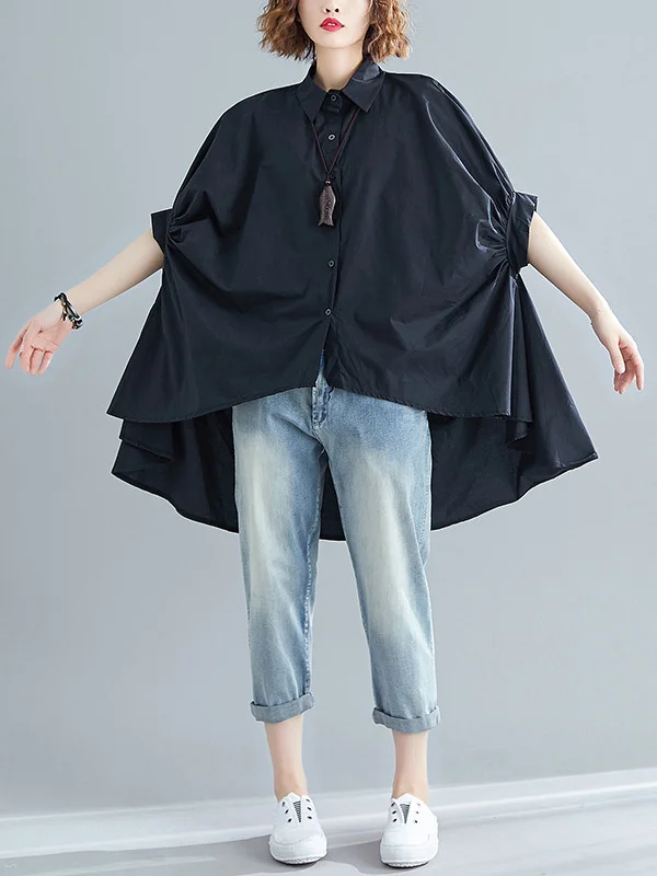 Irregular High-Low Oversize Batwing Sleeve Shirt