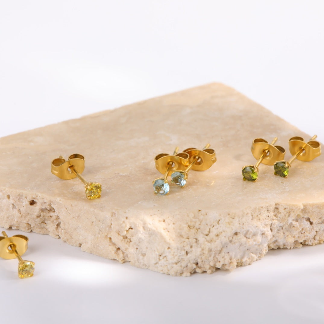 Round Geometric Titanium Steel Stud Earrings