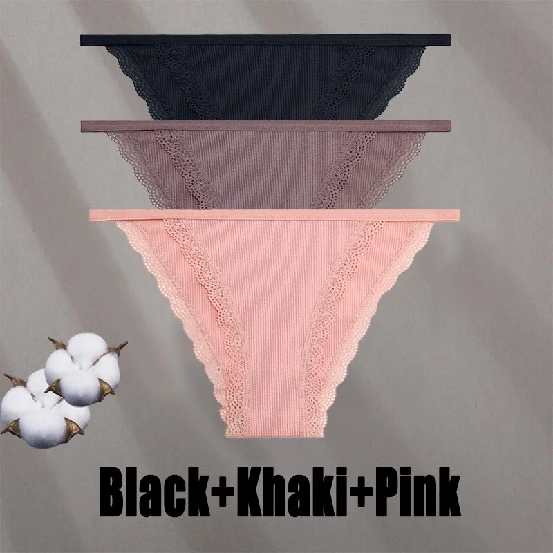 Billionm Women Sexy Lace Panties Cotton Breathable Underwear G-String Intimates Lingerie Female Solid Color Soft Underpants