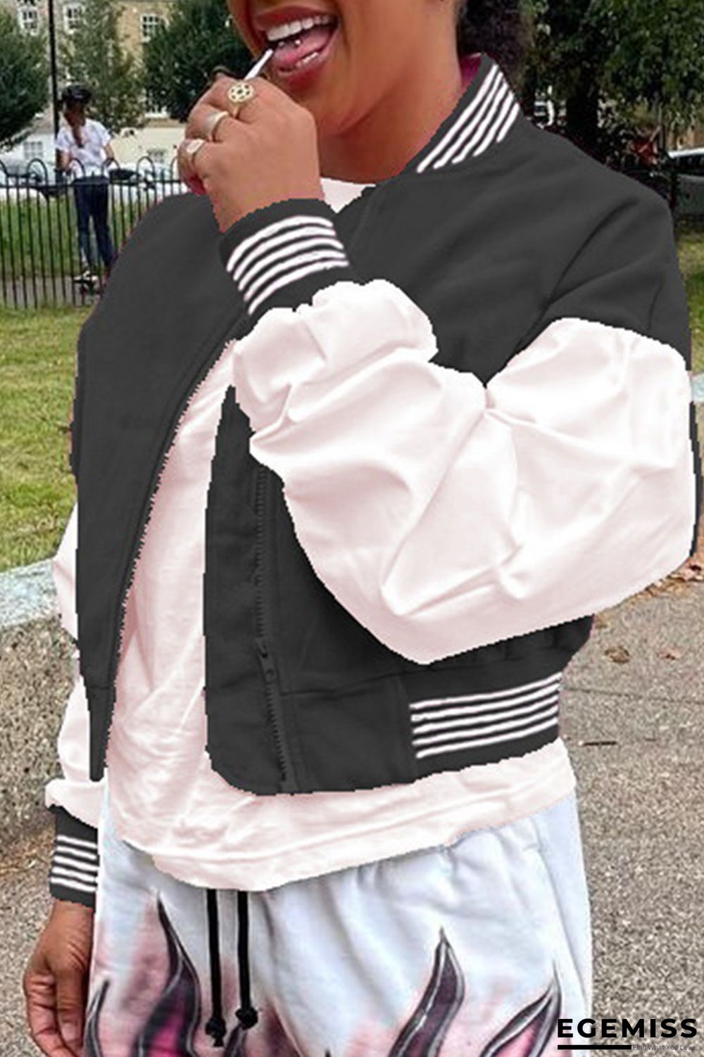 Black Fashion Casual Patchwork Cardigan Outerwear | EGEMISS