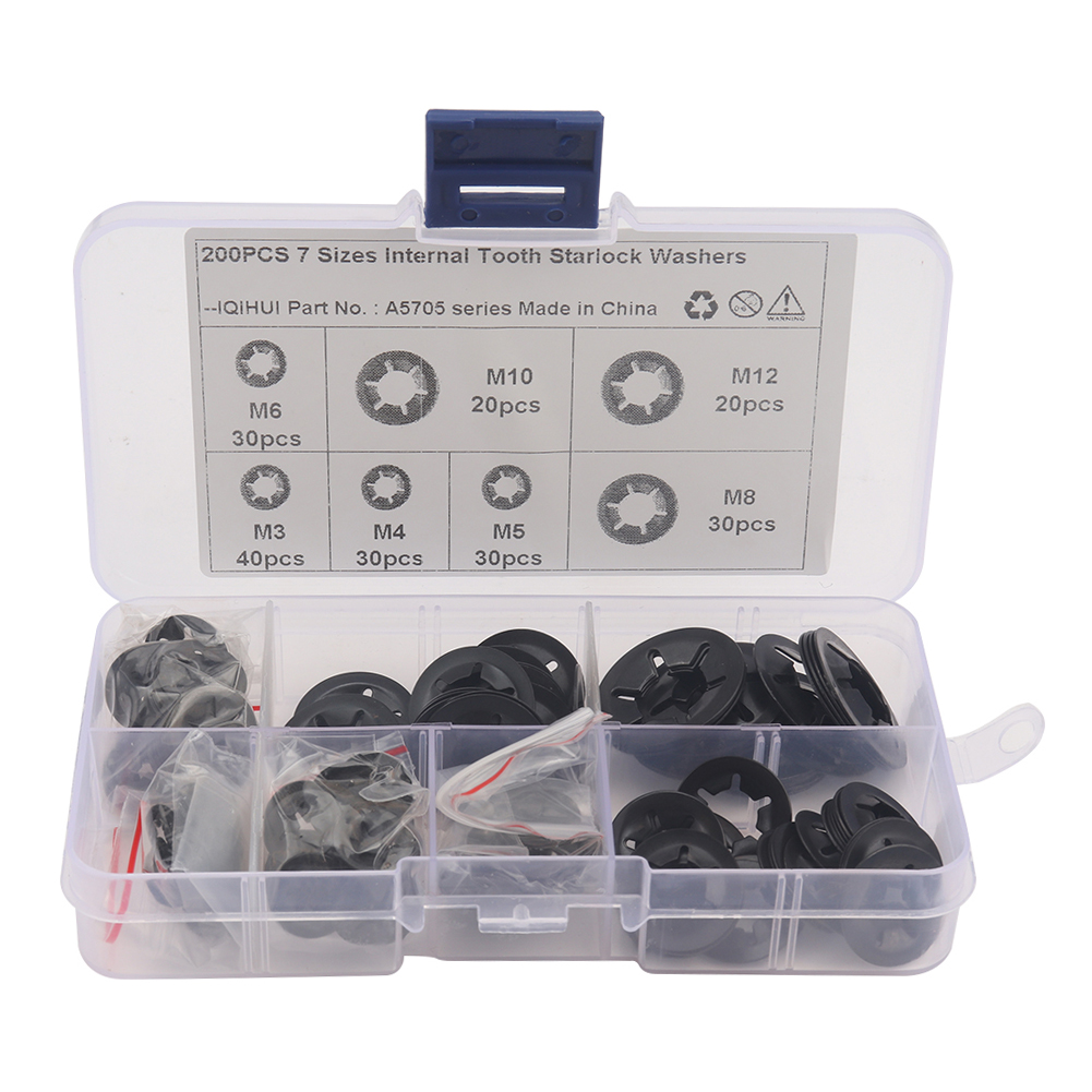 

200pcs Assorted Internal Tooth Star Lock Washers Kit M3 M4 M5 M6 M8 M10 M12, 501 Original