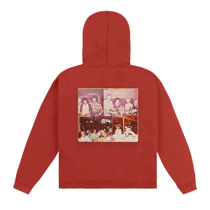 Vintage Portrait Graphic Red Hoodie | Retro Streetwear Pullover