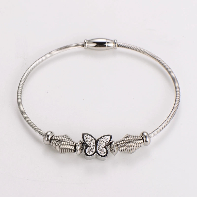 Casual Basic Minimalist Butterfly 304 Stainless Steel 18K Gold Plated Rhinestones Bracelets In Bulk