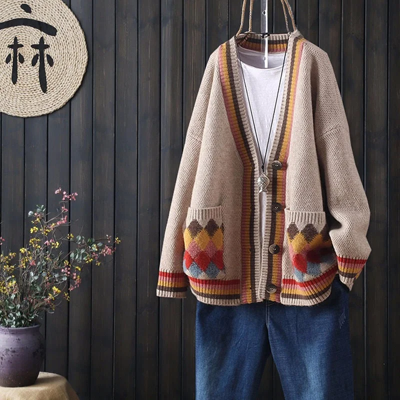 Sweater cardigan women's jacket loose Korean style lazy wind outside knit sweater autumn winter new women